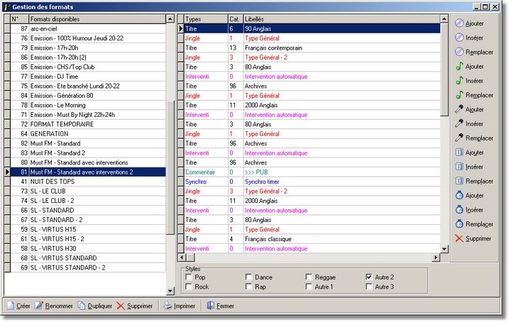 La gestion des formats d'&eacute;missions